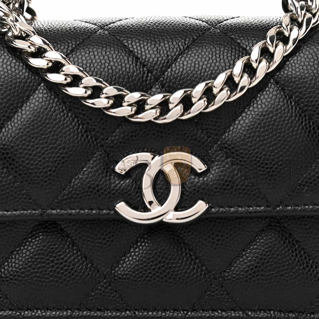 Ch*el caviar quilted pick me up clutch with chain black (13*9.5*6cm)